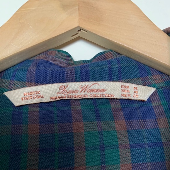 Zara Green & Navy Plaid Snap Button Snap Button Women’s Size Medium - Picture 4 of 8